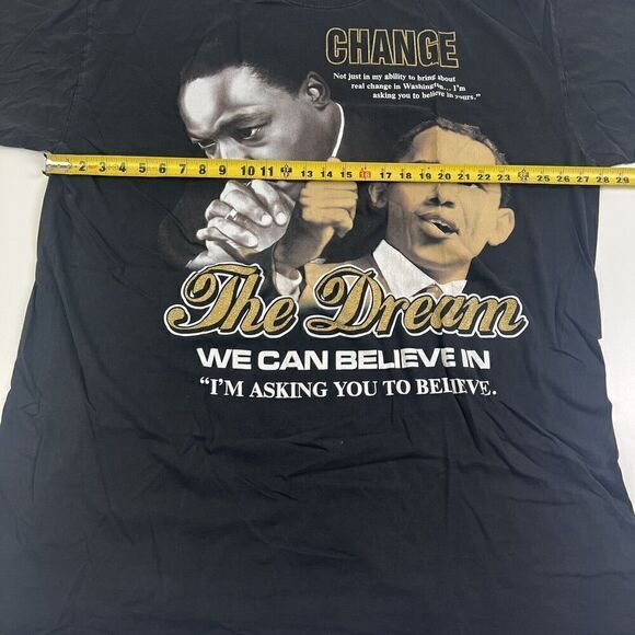 Vtg Martin Luther King MLK Barack Obama Change Dream Rap Tee TShirt Black XXL - Picture 5 of 8